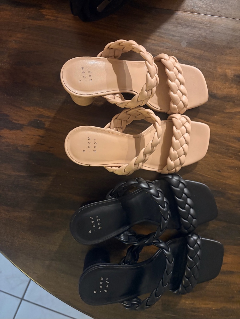 a new day BUNDLE Braided Double-Strap Heels in Nude and Black